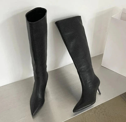 Women's Knee-High Low Heels